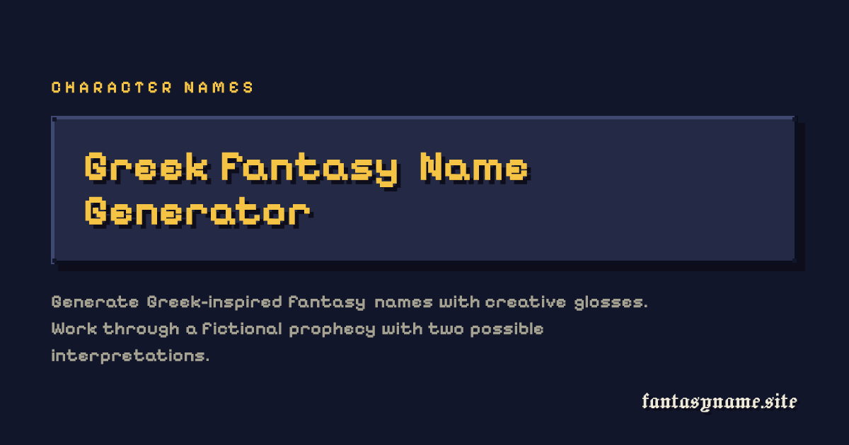 Greek Fantasy Name Generator — Names with Meaning