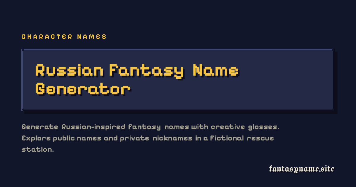 Russian Fantasy Name Generator — Names with Meaning